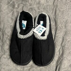 Black Slippers with Silver Trim